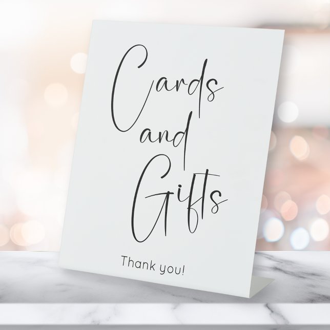 Modern Script Bridal Shower Cards and Gifts Pedestal Sign (Creator Uploaded)