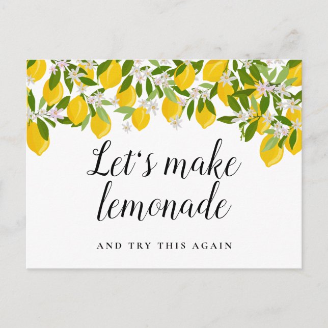 Modern Script Bridal Shower Change of Date Lemons Postcard (Front)