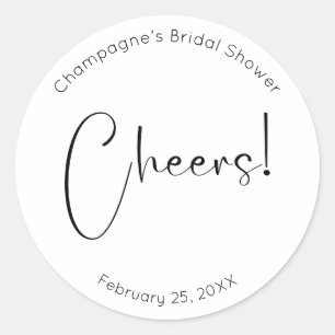 Modern Script Bridal Shower Cheers Classic Round Sticker
