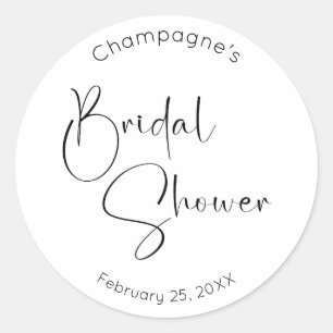 Modern Script Bridal Shower Classic Round Sticker