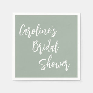 Modern Script Bridal Shower Custom Dusty Sage Napkin
