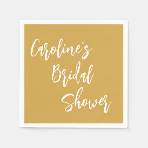 Modern Script Bridal Shower Custom Dusty Yellow Napkin