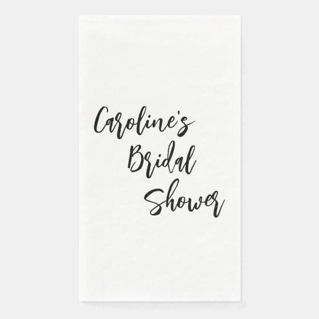 Modern Script Bridal Shower Custom White Napkin (Front)