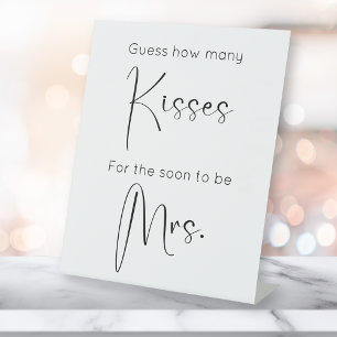 Modern Script Bridal Shower Guess How Many Kisses Pedestal Sign
