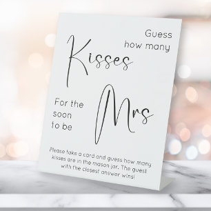 Modern Script Bridal Shower Guess How Many Kisses Pedestal Sign
