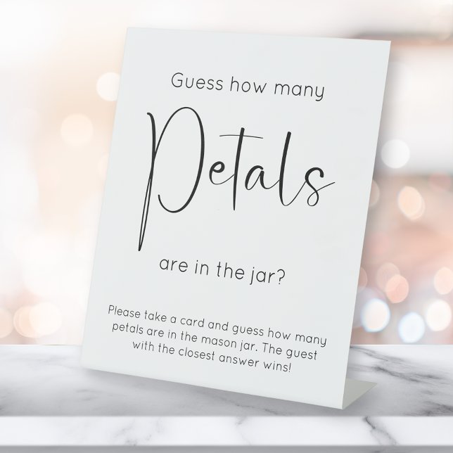 Modern Script Bridal Shower Guess How Many Petals Pedestal Sign (Creator Uploaded)