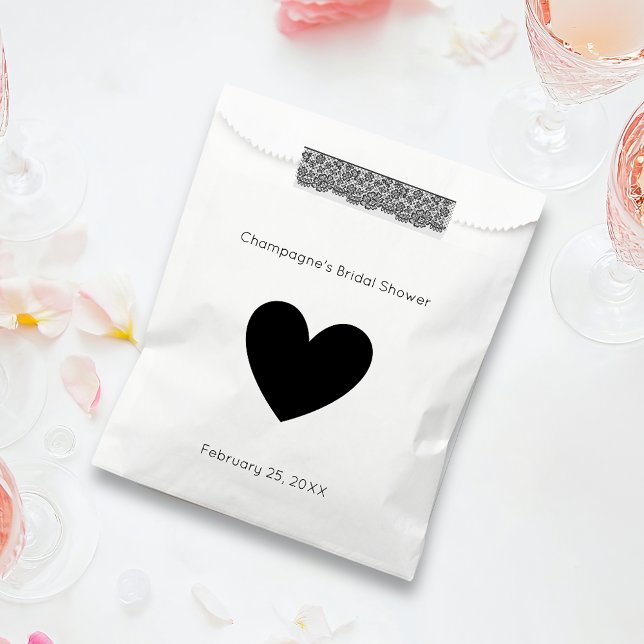 Modern Script Bridal Shower Heart Favour Bags (Creator Uploaded)