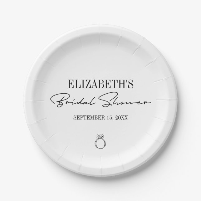 Modern Script Bridal Shower Paper Plate (Front)