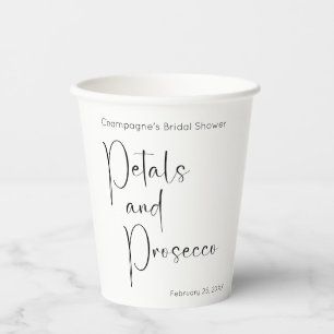 Modern Script Bridal Shower Petals and Prosecco Paper Cups