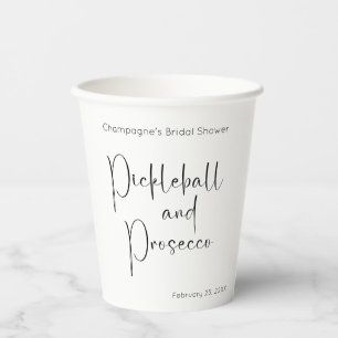 Modern Script Bridal Shower Pickleball & Prosecco Paper Cups