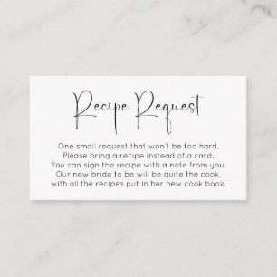Modern Script Bridal Shower Recipe Request Enclosure Card