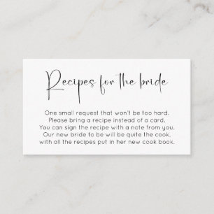Modern Script Bridal Shower Recipe Request Enclosure Card