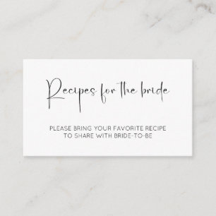 Modern Script Bridal Shower Recipes For The Bride Enclosure Card