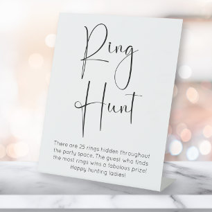 Modern Script Bridal Shower Ring Hunt Pedestal Sign