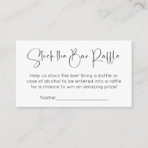 Modern Script Bridal Shower Stock the Bar Raffle Enclosure Card