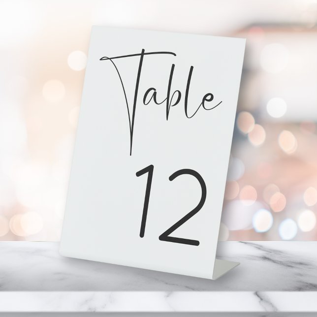 Modern Script Bridal Shower Table Number Pedestal Sign (Creator Uploaded)