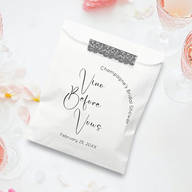 Modern Script Bridal Shower Vino Before Vows Favour Bags (Creator Uploaded)