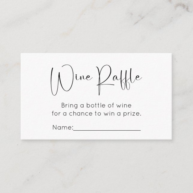 Modern Script Bridal Shower Wine Raffle Enclosure Card (Front)