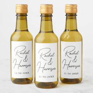 Modern Script Bride and Groom Wedding Monogram Wine Label