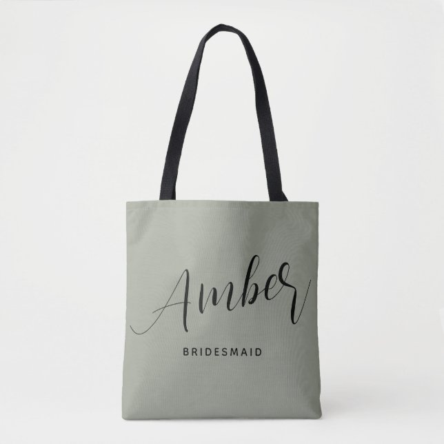 Modern Script Bridesmaid Name Large Tote Bag. Bag (Front)