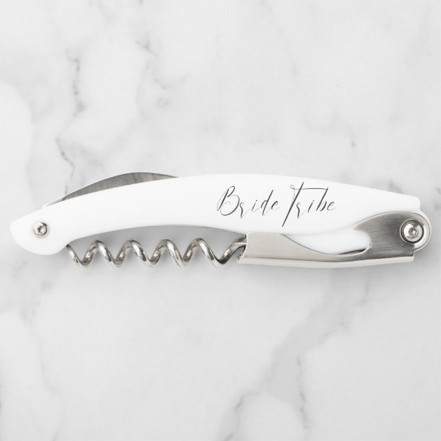 Modern Script Bridesmaid Proposal Gift Bride Tribe Corkscrew (Back)