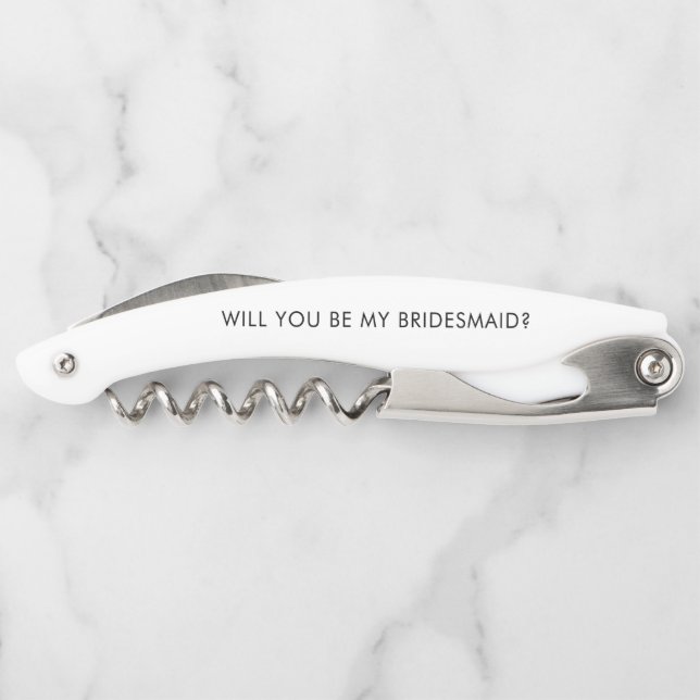 Modern Script Bridesmaid Proposal Gift Bridesquad  Corkscrew (Back)