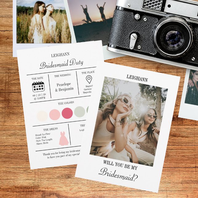 Modern Script Bridesmaid Proposal Photo Card (Creator Uploaded)
