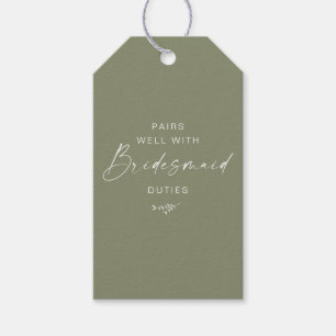 Modern Script Bridesmaid Proposal Sage Gift Tags