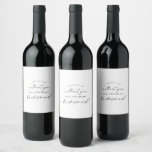 Modern Script Bridesmaid Proposal Wine Label<br><div class="desc">This modern script bridesmaid proposal wine label is perfect for a minimalist wedding. The simple black and white design features unique industrial lettering typography with modern boho style. Customisable in any colour. Keep the design minimal and elegant,  as is,  or personalise it by adding your own graphics and artwork.</div>