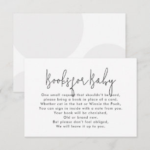 Modern Script Bring A Book Baby Shower Enclosure Card