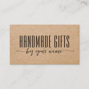 Modern Script brown kraft paper handmade cardboard Business Card