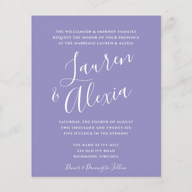 Modern Script Budget Photo Wedding Invitation (Front)