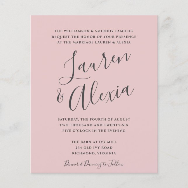 Modern Script Budget Photo Wedding Invitation (Front)