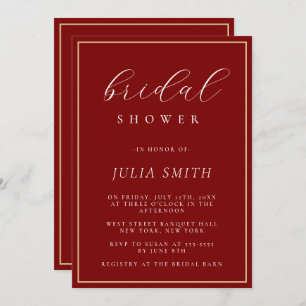 Modern Script Burgundy Bridal Shower Invitation