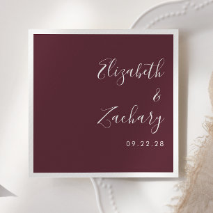 Modern Script Burgundy Wedding Napkin