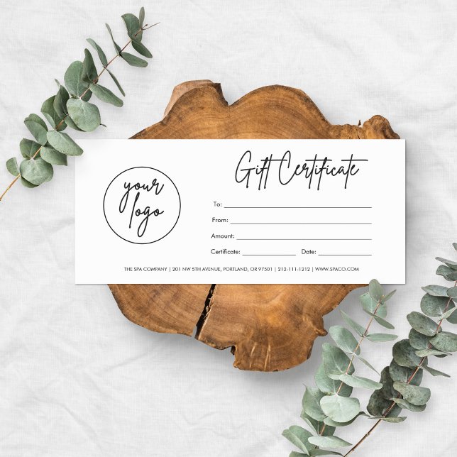 Modern Script Business Gift Certificate With Logo (Modern Script Business Gift Certificate With Logo)