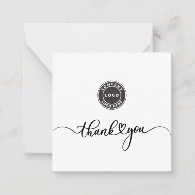 Modern Script Business Logo Thank You Card (Front)