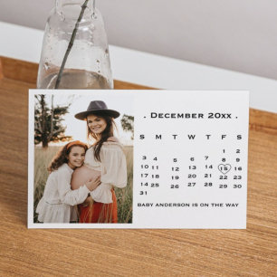 Modern Script Calendar Pregnancy announcemen Announcement