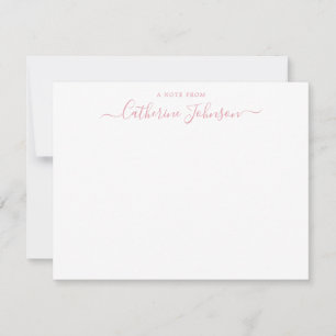 Modern Script Calligraphy A Note From Blush Pink Card