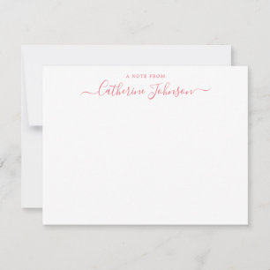 Modern Script Calligraphy A Note From Bright Pink Card