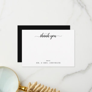 Modern Script Calligraphy Black White Thank You