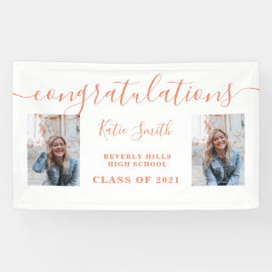 Modern Script Calligraphy Graduation 2 Photo Banner