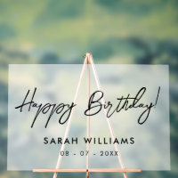 Modern Script Calligraphy Happy Birthday Frosted