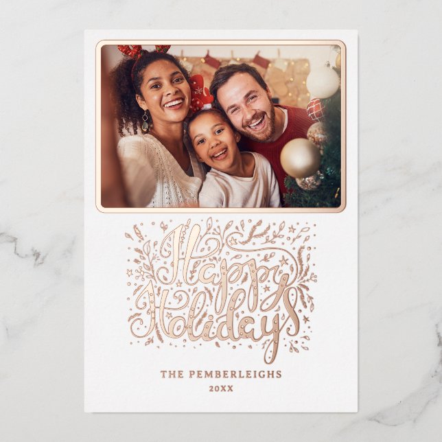 Modern Script Calligraphy Happy Holidays Photo (Front)