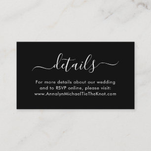 Modern Script Calligraphy Minimal Details Black Enclosure Card