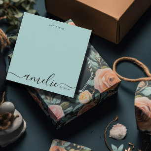 Modern Script Calligraphy Monogram Mint Green Card