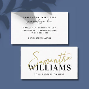 Modern script calligraphy name elegant feminine business card