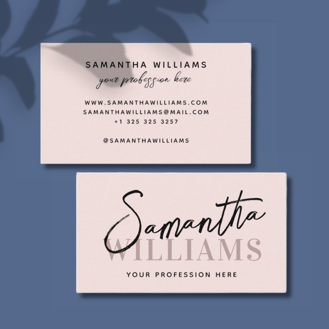 Modern script calligraphy name elegant feminine business card (Creator Uploaded)