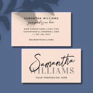 Modern script calligraphy name elegant feminine business card
