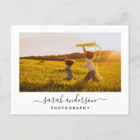 Modern Script Calligraphy Photo Business Card